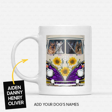 Custom Dog Mug - Personalized Shepherd On A Car Gift For Dad - White Mug
